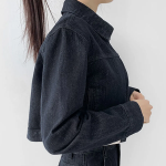 Non-Fade Raw Denim Crop Two-Way Jacket