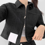 Non-Fade Raw Denim Crop Two-Way Jacket
