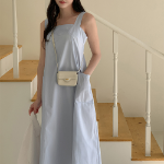 S-Небесно-голубой-Макси-платье