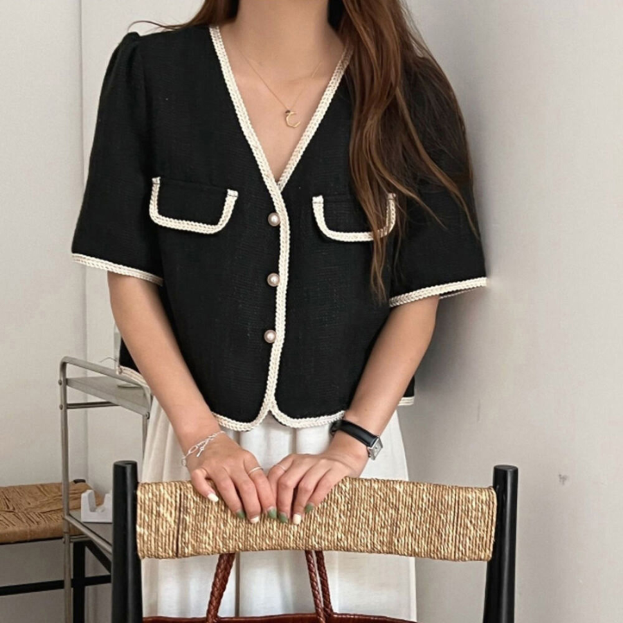 Tamila Tweed Short-Sleeve Jacket