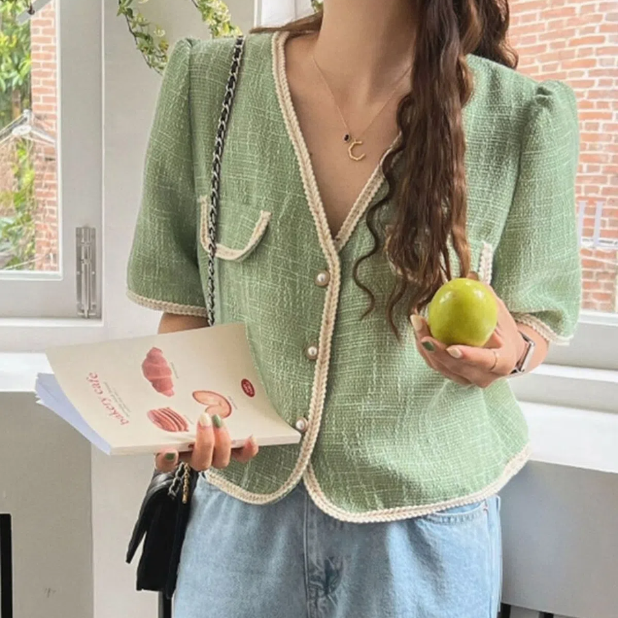 Tamila Tweed Short-Sleeve Jacket