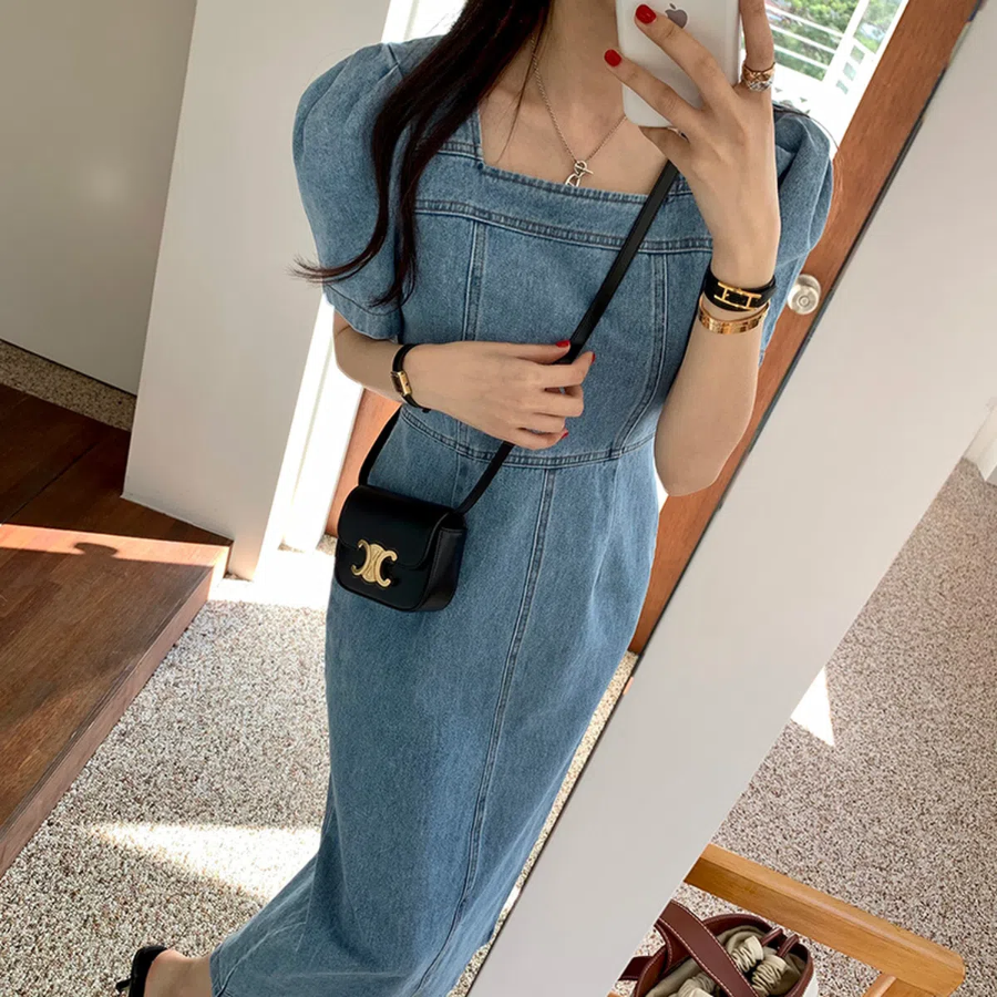 Макси-платье из денима с расслабленным силуэтом