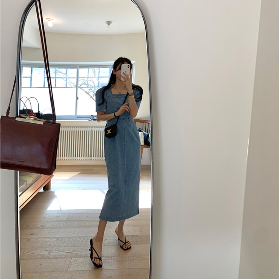 Макси-платье из денима с расслабленным силуэтом