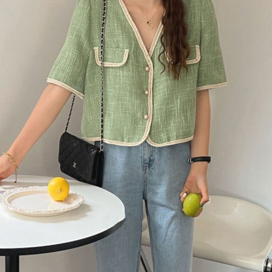 Tamila Tweed Short-Sleeve Jacket