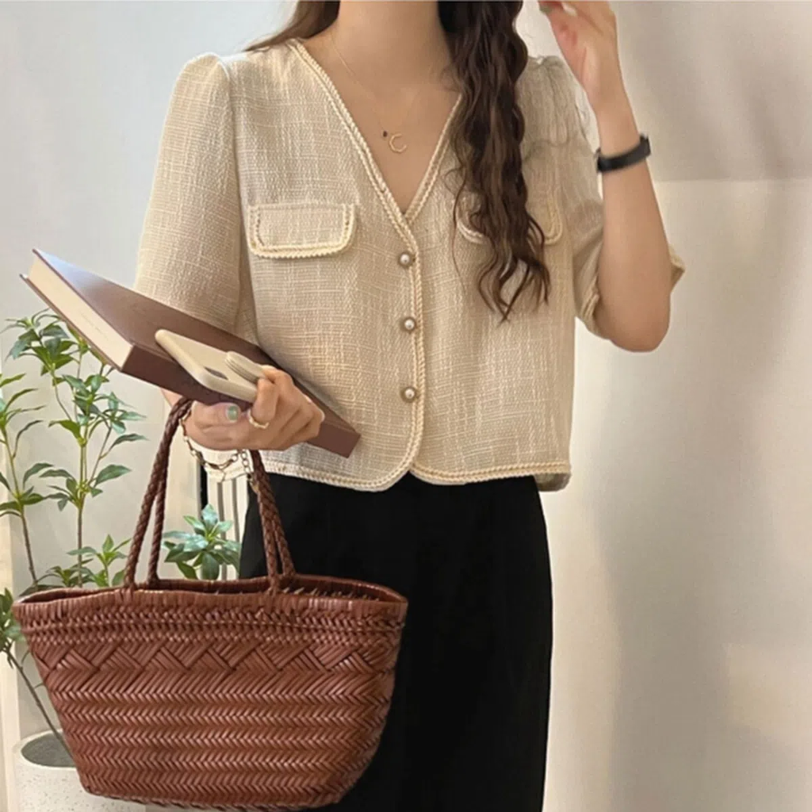 Tamila Tweed Short-Sleeve Jacket