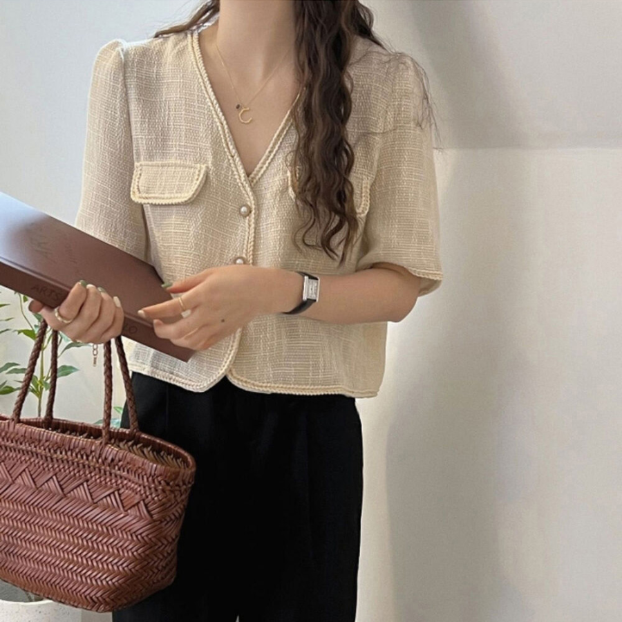 Tamila Tweed Short-Sleeve Jacket