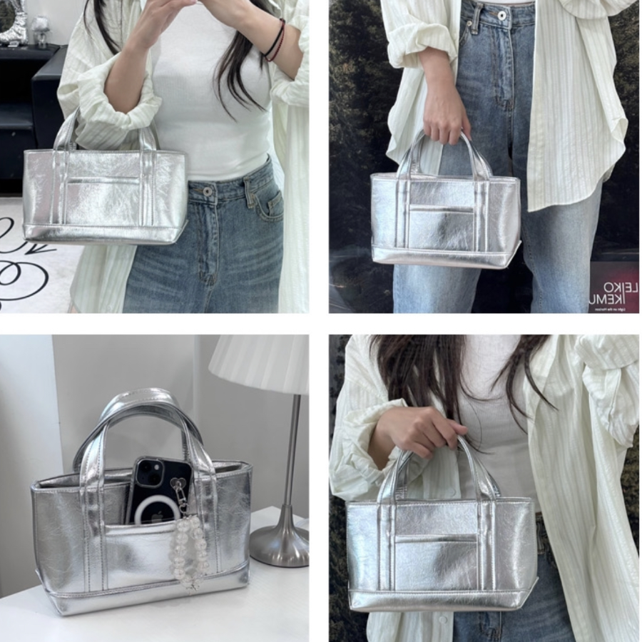 Silver Pocket Metal Tote — дерзкая и универсальная сумка для города, путешествий и активных будней