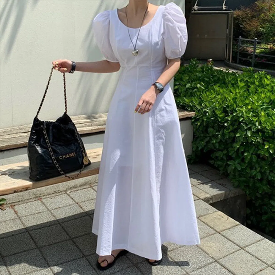 Лёгкое романтичное длинное платье с короткими рукавами