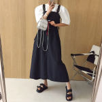 Летний A-силуэтный сарафан с поясом и накладными карманами