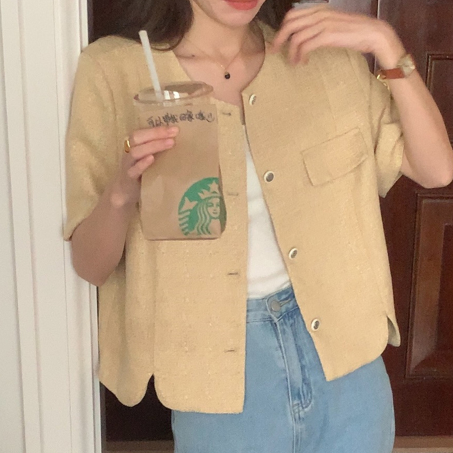 Teo Tweed Short-Sleeve Jacket