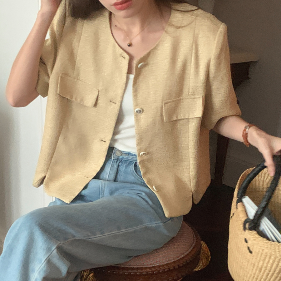 Teo Tweed Short-Sleeve Jacket