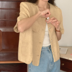 Teo Tweed Short-Sleeve Jacket