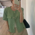 Teo Tweed Short-Sleeve Jacket