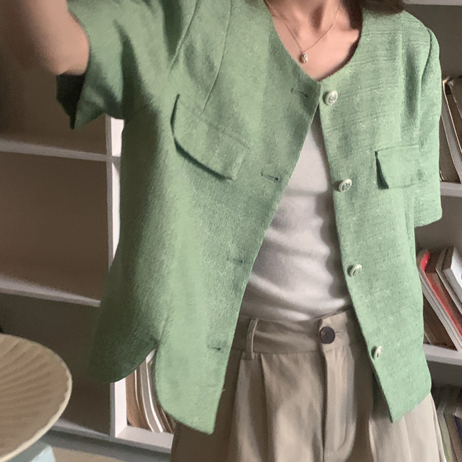 Teo Tweed Short-Sleeve Jacket