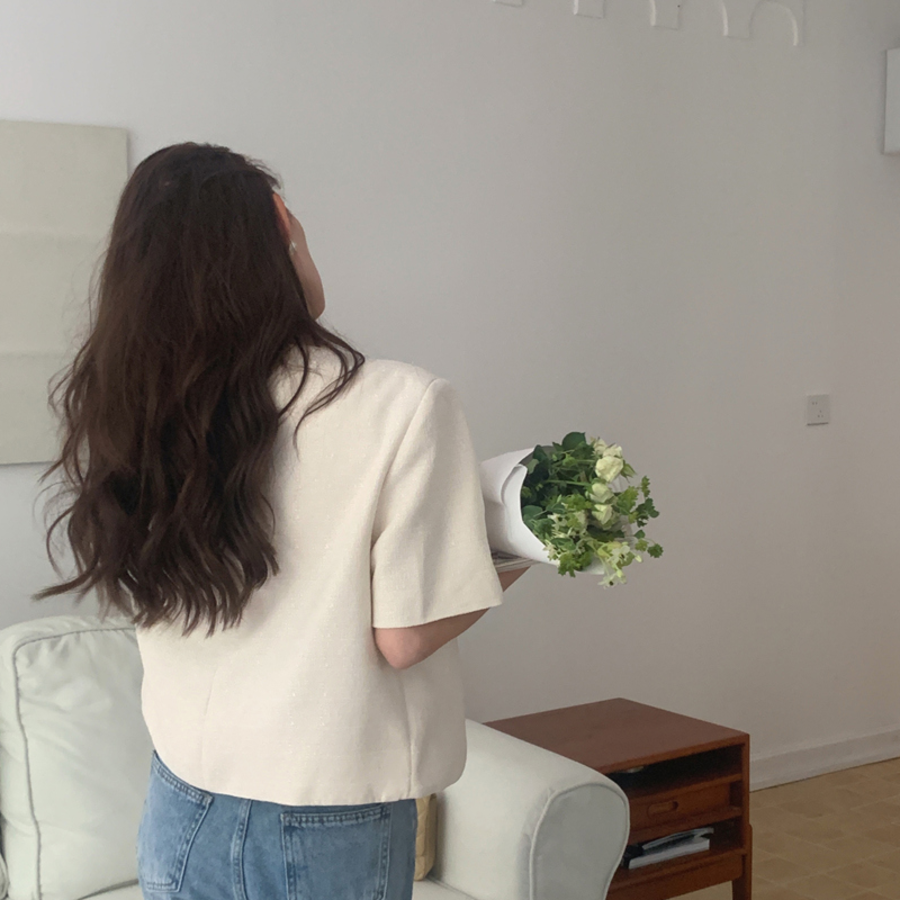 Teo Tweed Short-Sleeve Jacket