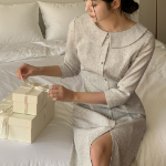 Твидовое платье в клетку с жемчужными пуговицами