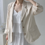 Свободный размер-Серо-бежевый-Жакеты