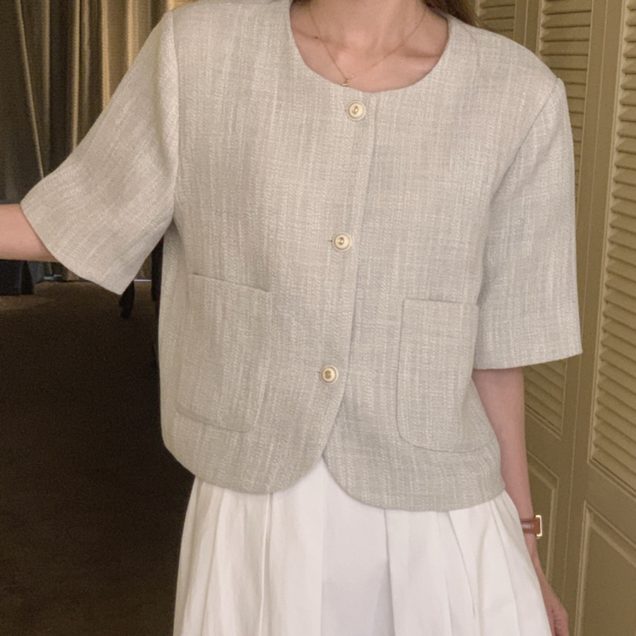 Janelle Tweed Short-Sleeve Jacket