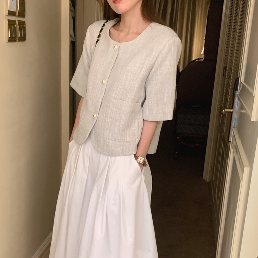 Janelle Tweed Short-Sleeve Jacket