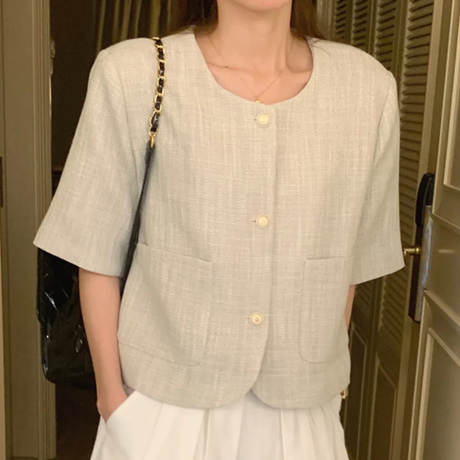 Janelle Tweed Short-Sleeve Jacket