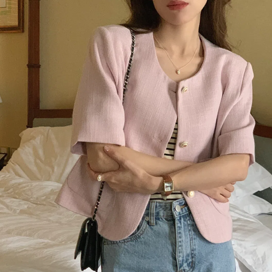 Janelle Tweed Short-Sleeve Jacket