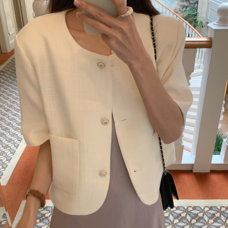 Janelle Tweed Short-Sleeve Jacket