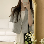 Showyou Linen One-Button Short-Sleeve Blazer