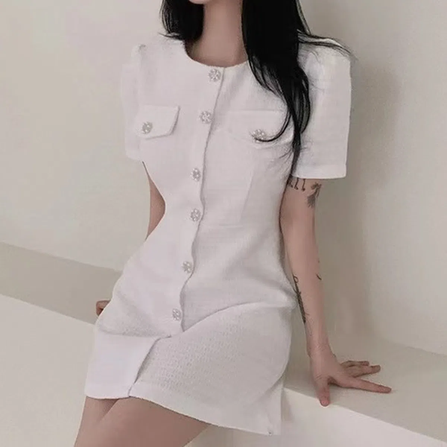 Твидовое платье с короткими рукавами