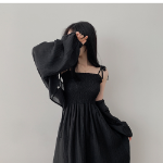 Набор: льняной болеро с пышными рукавами и длинное шифоновое платье с рюшами