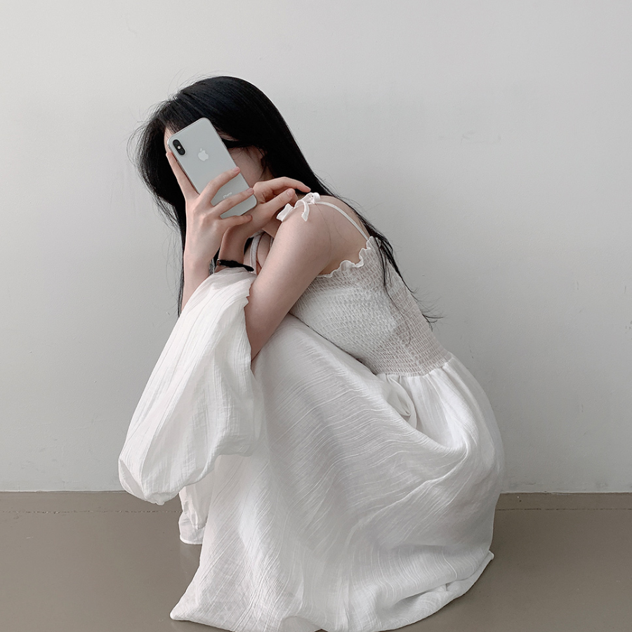 Набор: льняной болеро с пышными рукавами и длинное шифоновое платье с рюшами