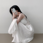 Набор: льняной болеро с пышными рукавами и длинное шифоновое платье с рюшами