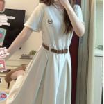 Длинное платье с короткими рукавами