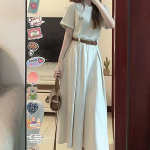 Длинное платье с короткими рукавами