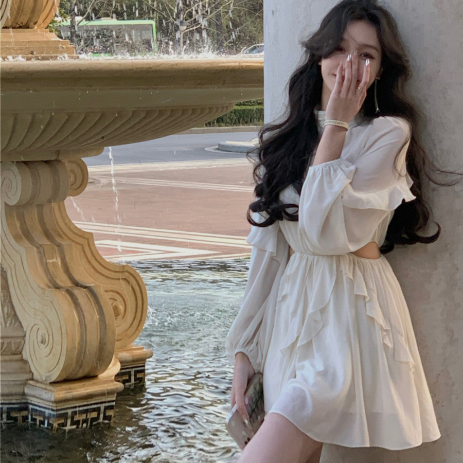 Платье из шифона с оборками в двух длинах