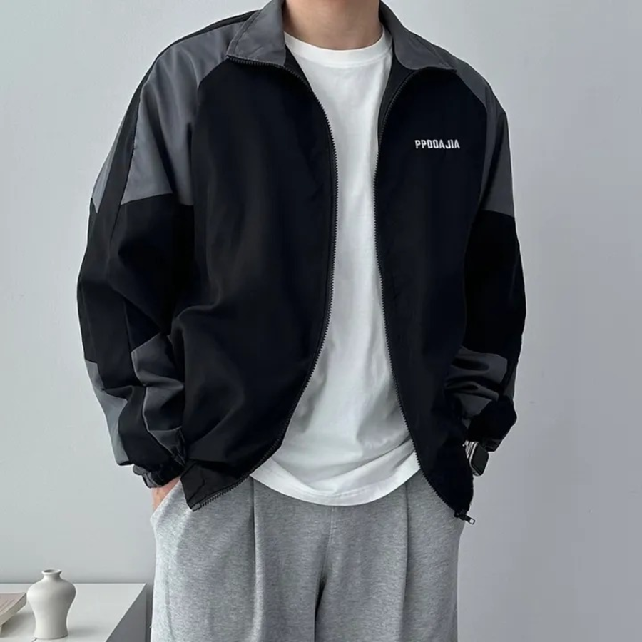 Color-Block Oversized Windbreaker Jacket – Men's Loose Fit Wind Jacket