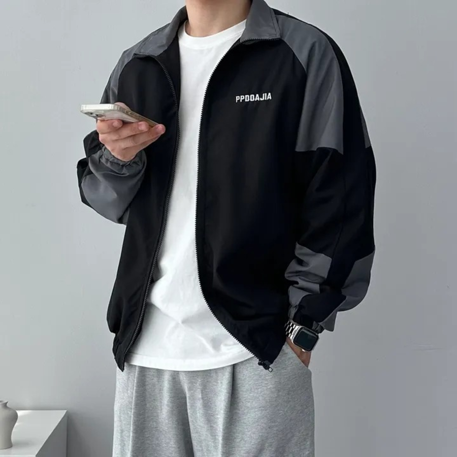 Color-Block Oversized Windbreaker Jacket – Men's Loose Fit Wind Jacket