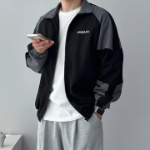 Color-Block Oversized Windbreaker Jacket – Men's Loose Fit Wind Jacket
