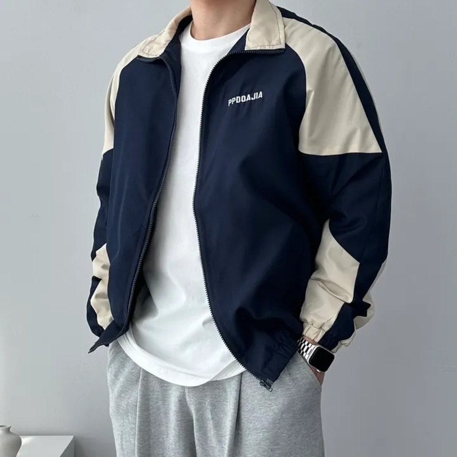 Color-Block Oversized Windbreaker Jacket – Men's Loose Fit Wind Jacket