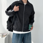 Two-Line Track Windbreaker – Unisex Oversized Zip-Up Jacket