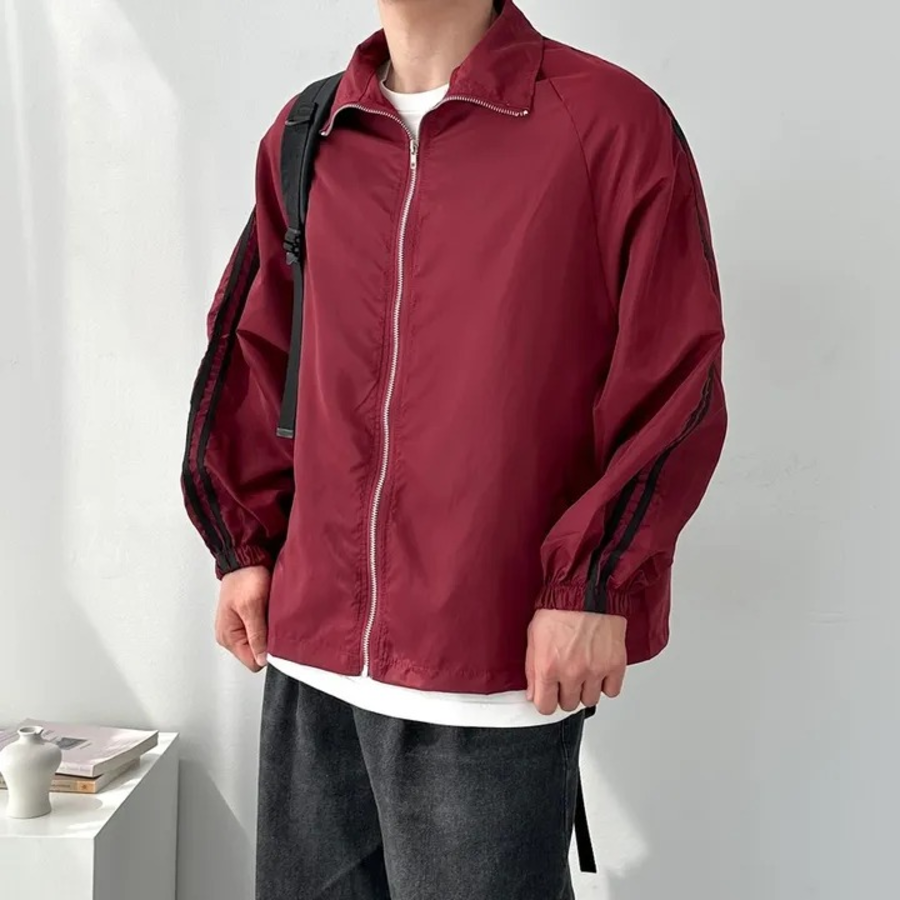 Two-Line Track Windbreaker – Unisex Oversized Zip-Up Jacket