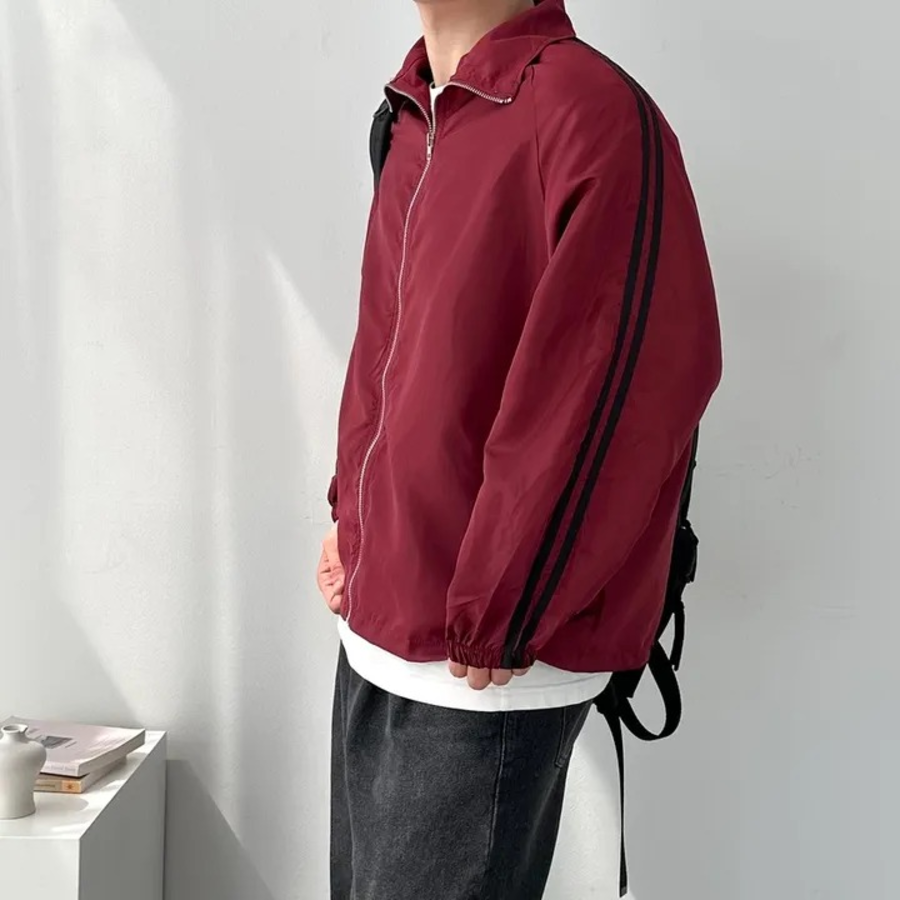 Two-Line Track Windbreaker – Unisex Oversized Zip-Up Jacket