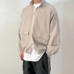 Simple Two-Way Pleated Windbreaker – Unisex Oversized Jacket