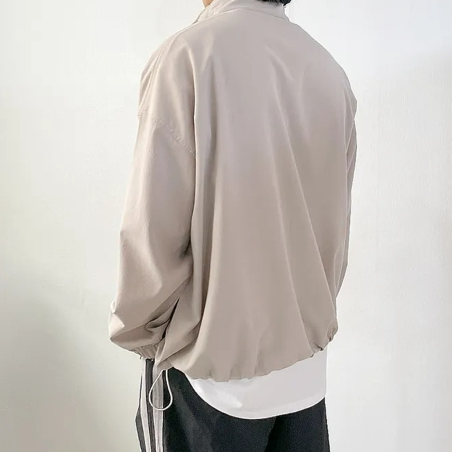 Simple Two-Way Pleated Windbreaker – Unisex Oversized Jacket