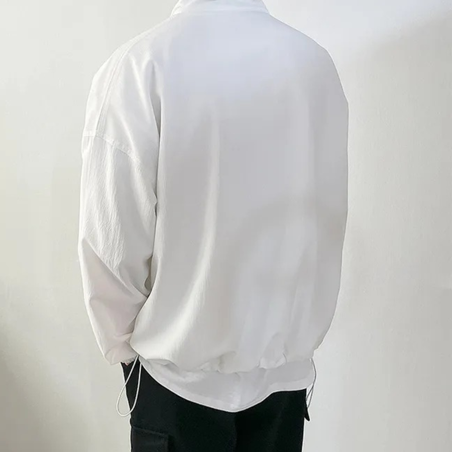 Simple Two-Way Pleated Windbreaker – Unisex Oversized Jacket