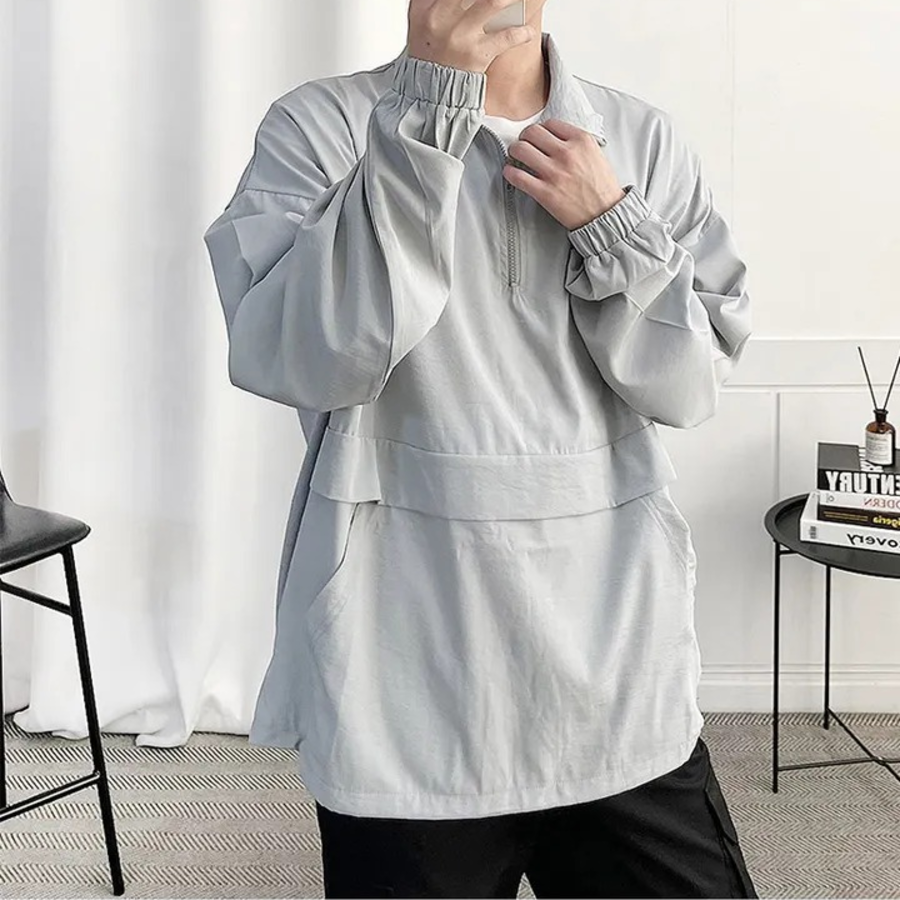 Simple Loose-Fit Anorak – Mid-Season Pullover Jacket