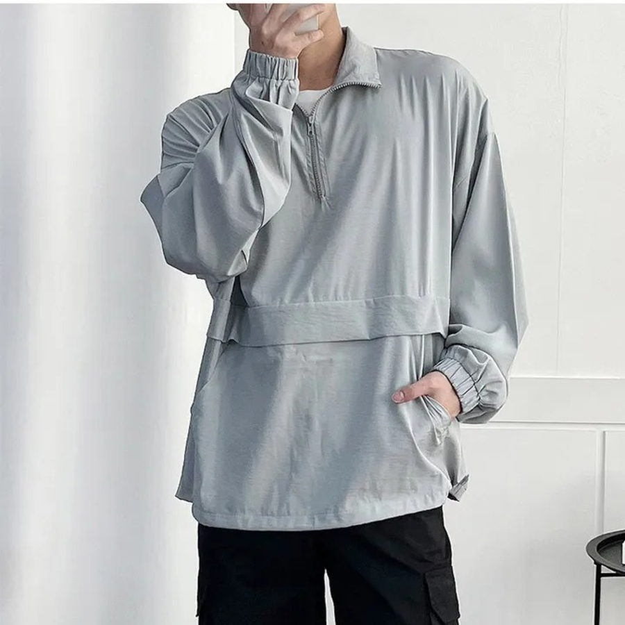Simple Loose-Fit Anorak – Mid-Season Pullover Jacket