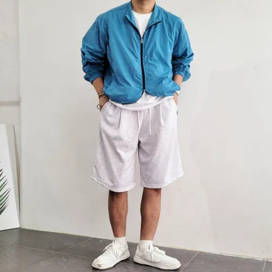 Summer Lightweight Pigment Overfit Two-Way String Windbreaker Jacket