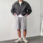 Summer Lightweight Pigment Overfit Two-Way String Windbreaker Jacket