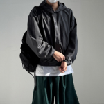 Свободный размер-Темно-серый-Ветровка