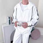 Oversized Windbreaker Woven Jacket – White Windbreaker Gopecore Style